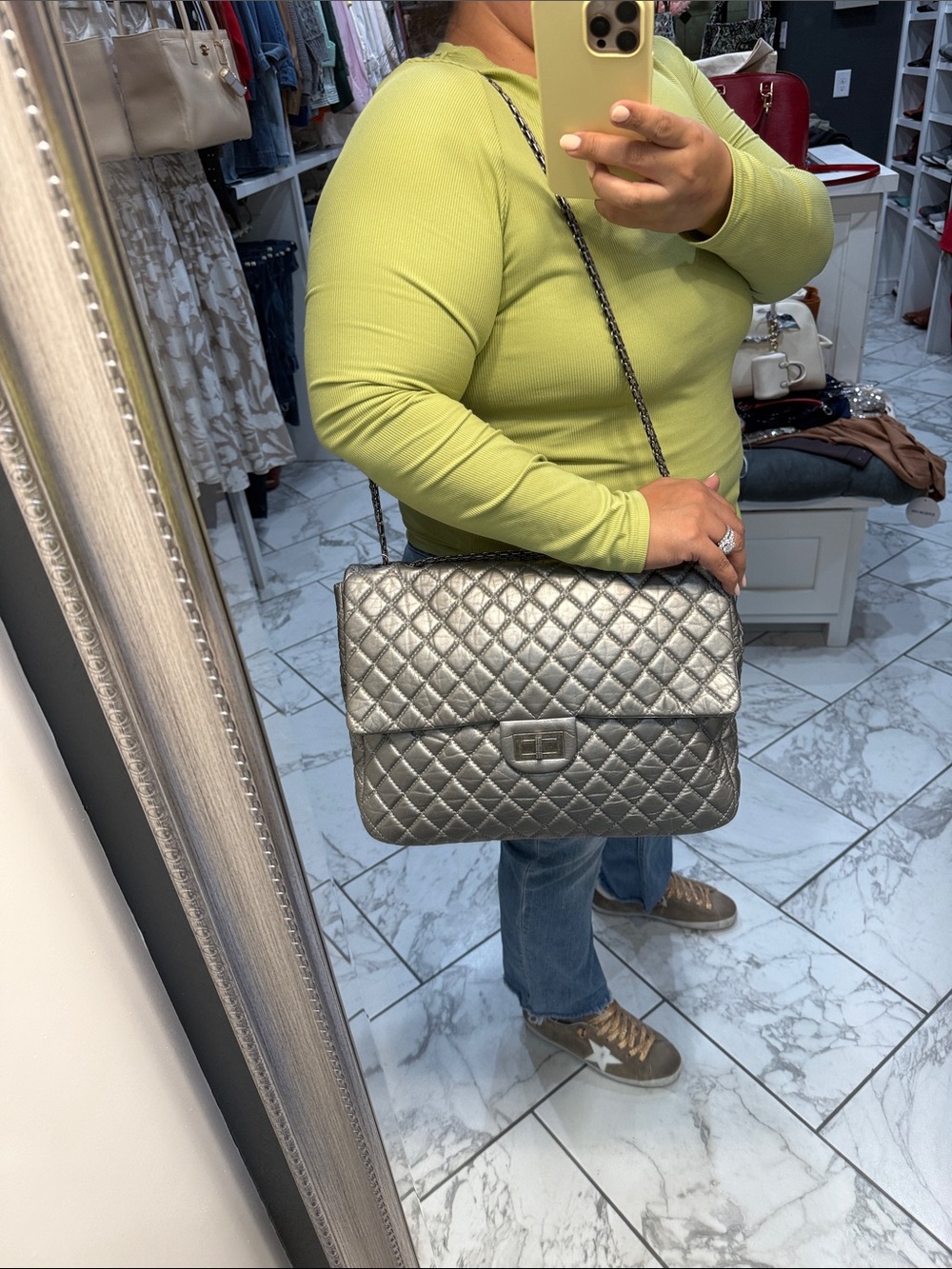 Authentic Chanel 2.55 Reissue Maxi Flap Metallic Crinkled 2011 - Picture 2 of 15
